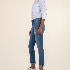 Katherine Mid Rise Boyfriend Jeans distressed blue denim Size 10